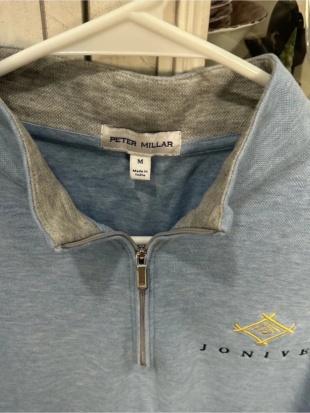 Peter Millar Crown Comfort Quarter Zip Pullover Blue Jonive Logo Men’s Medium